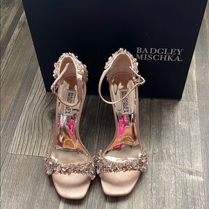 Badgley Mischka Pink Crystal Embellished Heels